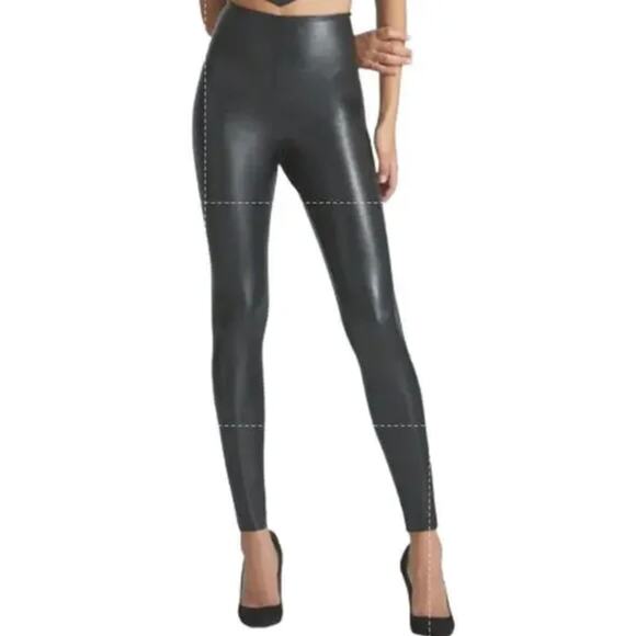 Commando Faux Leather Leggings Compression High Rise Smoothing Waistband Black S - Picture 1 of 4